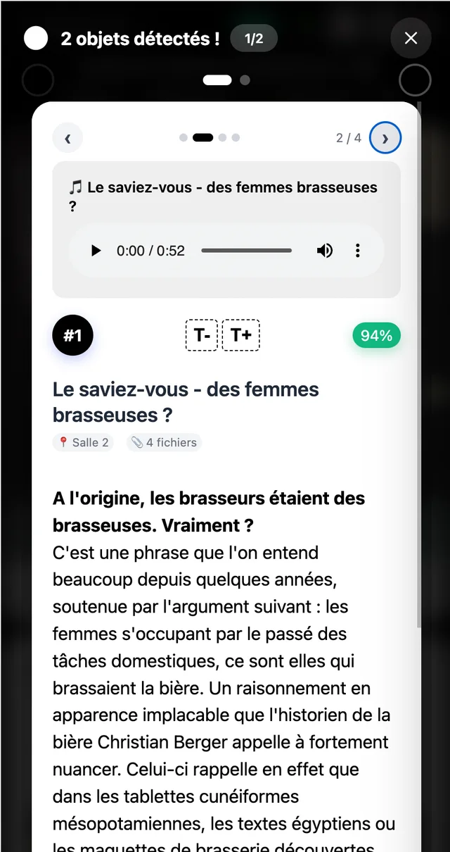 Fiche du guide du Choulettorium après reconnaissance d’un panneau